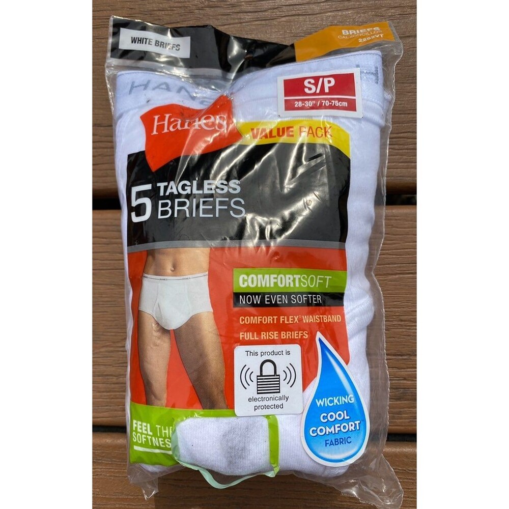 Hanes Mens Tagless Briefs  5-Pack Small